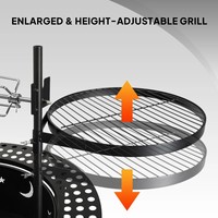 Brasero d'extérieur robuste de 33,5 pouces avec rôtissoire, brasero portable à bois géant avec grille pivotante amovible