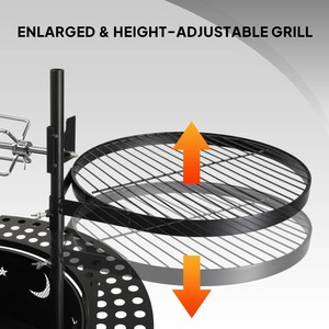 Brasero para Exteriores de Alta Resistencia de 33.5 Pulgadas con Asador Giratorio, Brasero Portátil para Leña con Parrilla Giratoria Extraíble - Product Image 3
