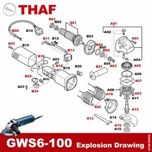 Accessoires de pièces de rechange <span class=keywords><strong>pour</strong></span> <span class=keywords><strong>meuleuse</strong></span> d'angle <span class=keywords><strong>BOSCH</strong></span> GWS6-100 GWS6-115 GWS6-125 GWS600 GWS650 GWS660 GWS670 GWS6700 - Product Image 3