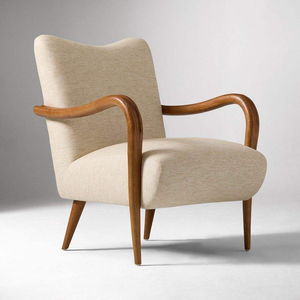 เก้าอี้เลานจ์เบนท์วูด โครงสร้างไม้เนื้อแข็งพร้อมที่วางแขนโค้งมนอย่างสง่างาม เหมาะสำหรับเพิ่มความหรูหราและความสบาย - Product Image 1