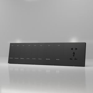 1 enchufe de pared del <span class=keywords><strong>mercado</strong></span> europeo para luz 2 bandas 1 vía 2 vías interruptor de pared Panel de aluminio cepillado - Product Image 4