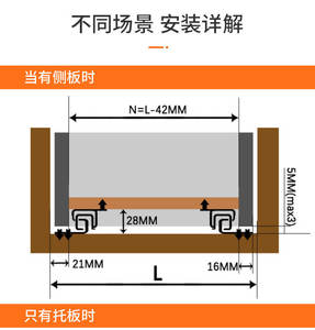Riel Deslizante Inferior de Hierro Moderno con Amortiguación para Gabinetes de Sala de Estar - 53 mm de Ancho, Capacidad de Carga de 21-30 kg, Fácil Instalación - Product Image 5