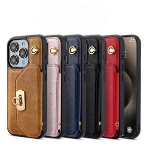 Da chủ thẻ ví điện thoại di động trường hợp đối với iPhone 15 16 Pro Max Phụ nữ Crossbody trường hợp điện thoại với dây đeo - Product Image 2