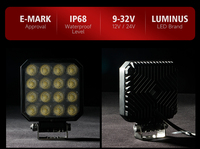 Projecteur de travail LED carré 64W IP67, projecteur Emark ECE R10 pour camion, construction, tracteur, remorque, fourgonnette