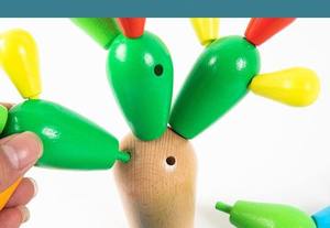 Puzzle en bois Montessori Cactus |   Blocs de construction pour enfants |   Jouet d'éveil et de motricité fine - Product Image 4