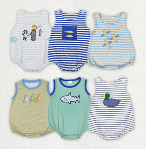 6 Style Baby Boy Sleeveless Striped <b>Bubble</b> Romper Boutique <b>Kids</b> Clothing - Product Image 1