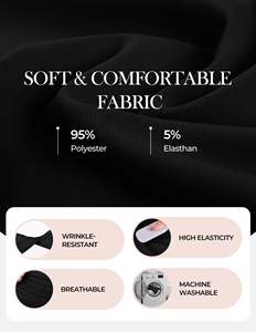 Vestido Elegante Personalizado para Mujer, Color Sólido, Talla Grande, Cuello en V, Estilo Moderno, Sexy y Casual, Negro, Ajustado y con Vuelo, para Trabajo o Iglesia - Product Image 5