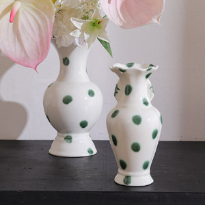 Nuevo Florero de Cerámica con Diseño de Flor de Loto y Puntos Verdes, Estilo Chino, Hecho a Mano, Estilo Vintage, Arreglo Floral de Alta Gama, Retro - Product Image 3