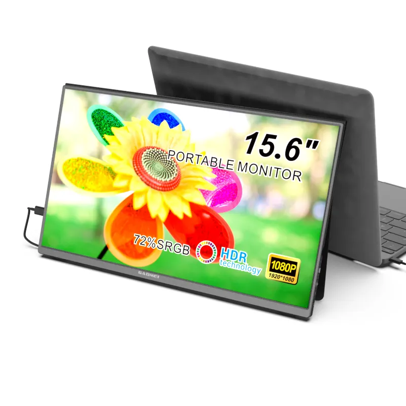 Monitor externo portátil para viagens de escritório, monitor com display ips de 15,6 polegadas 1080p FHD, comutador de caixa para mac tv