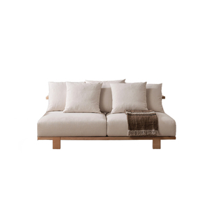 Loveseat minimalista de terciopelo para Villa, cómodo sofá interior de madera sin brazos con asiento súper profundo y asiento relleno de esponja - Product Image 1