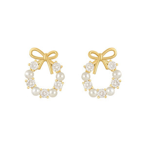 <span class=keywords><strong>Orecchini</strong></span> a Cerchio di Lusso per Donne con Fiocco in Strass e Perle Imitate - Product Image 6