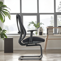 Chaise de bureau moderne sans roulettes, réglable en hauteur, avec accoudoirs en tissu, structure en alliage d'aluminium et plastique, idéale pour salle de réunion de luxe
