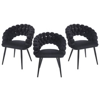 Chaise de salle à manger rembourrée de style européen, fauteuil en velours avec pieds en métal noir