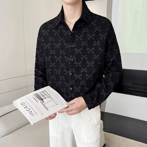 Camisa informal de manga larga con cuello vuelto para hombre de alta calidad, vestido Formal holgado con cuello Polo para proceso de grabado de otoño - Product Image 3