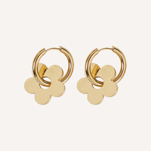 Boucles d'oreilles créoles minimalistes en acier inoxydable doré YFB E536, bijoux de mode 3 cm, printemps-été - Product Image 1