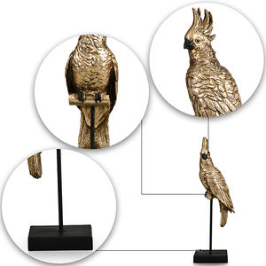 EAGLEGIFTS थोक कस्टम तोता इनडोर सजावट छोटे पक्षी पशु मूर्तिकला राल शिल्प सोने तोता प्रतिमा - Product Image 3