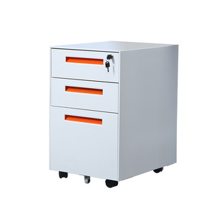 Armoire de classement en acier à 3 tiroirs, meuble de bureau mobile avec serrure, organisateur sous bureau, style minimaliste portable, rectangulaire sur pied - Product Image 1