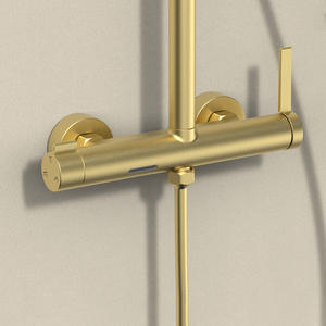 Vimijia All-Copper Brushed Gold Three-Speed Hot Cold Wall-Mounted Bath & Shower Faucet with Liftable Water Heater Simple Design - Product Image 2