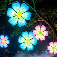 Lampade a sospensione a forma di fiore a LED per decorazioni esterne, illuminazione per feste, ornamenti per parchi, lampade a fiore