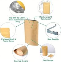 Recyclable 3 Côté Joint Plat Fermeture Éclair Brun Biodégradable Kraft Papier Stand Up Sacs Kraft Papier Pochette Sac Avec Fenêtre