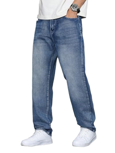 Vintage Heavy Denim Men's Jeans 100% Cotton Solid Woven Eco-Friendly Spring Summer Straight Leg Mid Waist Casual Stonewashed - Product Image 1