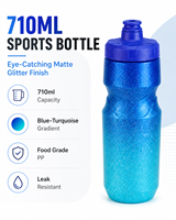 Bouteille d'eau sport en plastique PP de 710 ml, avec logo personnalisé, dégradé de couleurs, givrée, scintillante, pour le cyclisme, le vélo, les activités de plein air, sans BPA