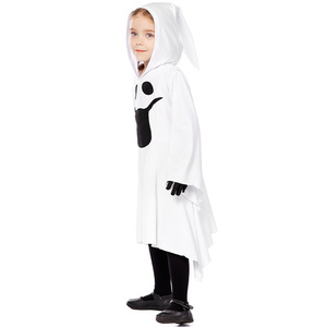 Costume di Halloween XJ - Piccolo fantasma bianco timido - Cappello a punta con maniche larghe e vestito con motivo stampato - Product Image 3