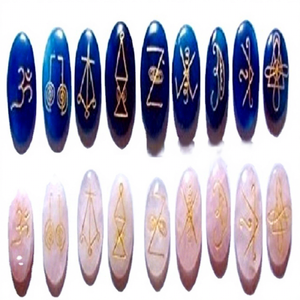 Set de Reiki Karuna Pulido con Gema Ovalada Grabada, Técnica de Feng Shui para Sanación, Souvenir de Ágata en Oferta - Product Image 1