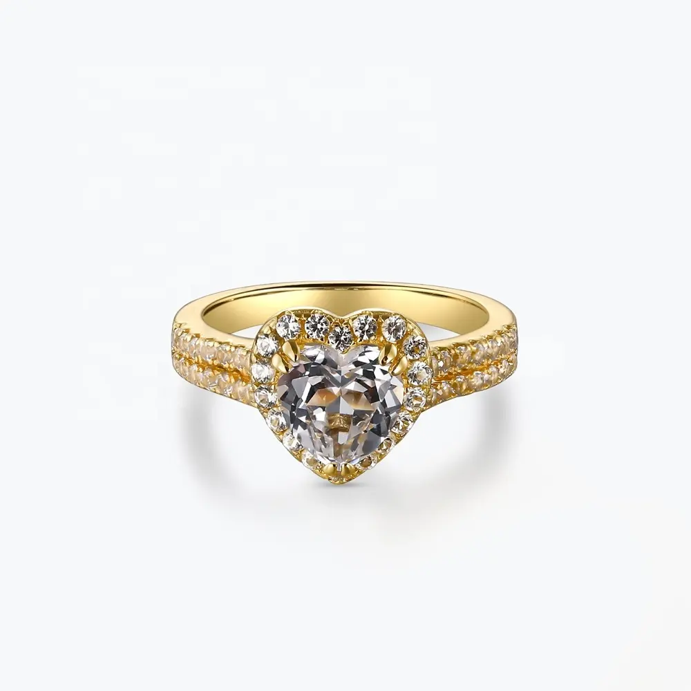 La mejor joyería 925 Plata esterlina en forma de corazón solitario Engeart anillo de diamante solitario anillos de niña