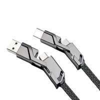 Cable USB Tipo C 4 en 1, Cable de Carga Rápida para Teléfono, Cable Multi-Cargador Plano Trenzado