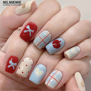 Ms.Miemie 24 pezzi bara corta ABS resistente all'usura brillante orso carino unghie artificiali riutilizzabili riutilizzabili per le dita - Product Image 1