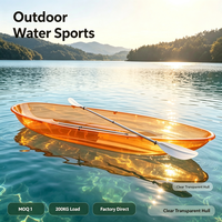 Kayak individuel transparent en PC Orange Coucher de Soleil 336cm 8mm, en polycarbonate vierge Bayer haute résistance, avec pagaie, pour lac, mer, location, CE ISO