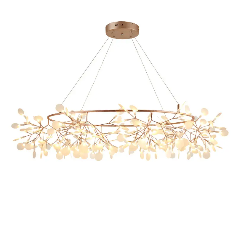 Nordic gold garland leaf light led firefly lamp luxury kitchen chandeliers and pendants lights for living room bedroom