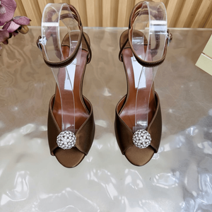 Sandales Jimmy pour femme, bordeaux foncé, en satin, avec strass et décorations boule, à bout ouvert, bride cheville, talon aiguille, élégantes pour mariage et soirée - Product Image 5
