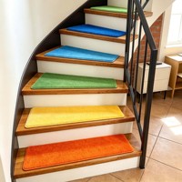 Ensemble de tapis d'escalier décoratifs modernes autocollants, résistants aux taches, en polyester, pour escaliers intérieurs
