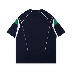 Verano gran oferta Patchwork suelta algodón cuello redondo hombres deportes camiseta de gran tamaño - Product Image 2