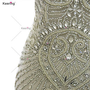 WDP-466 豪華な装飾のアップリケ ボディース ハンドメイド ラインストーンアップリケ パーティードレス用 - Product Image 6