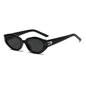 Lunettes de soleil œil de chat pour homme Gm, monture noire en PC, verres AC, protection UV400, type 3, pare-soleil, rivets à points, style urbain - Product Image 1