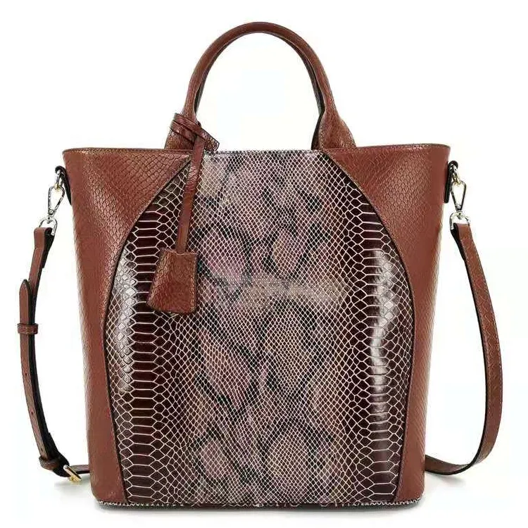 Bolsa de mão de couro legítimo feminina, bolsa elegante com alça de ombro, estampa de cobra, apenas para mulheres, novo, 2021