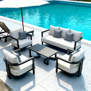 Set di Mobili da Giardino e Esterni Moderno e Minimalista in <span class=keywords><strong>Vimini</strong></span> e Lega di Alluminio per Villa, Hotel, B&B, Cortile, Veranda e Giardino - Product Image 1