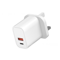 Cargador de Teléfono Personalizado al por Mayor, Enchufe Estadounidense/Británico/Europeo, Cargador Rápido de 20 W con Doble Puerto A+C, Adaptador de Cargador de Teléfono con Certificación FCC QC 3.0