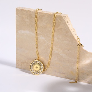 Collar con colgante de esfera redonda de acero inoxidable con diseño de engranaje y clip, chapado en oro, de gran venta - Product Image 6