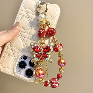 Hermoso Llavero Acrílico Brillante con Forma de Mariposa, Cadena con Pedrería para Mujer, Correa Personalizable para Teléfono - Product Image 3