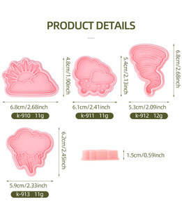 แม่พิมพ์บิสกิต3D พิมพ์ลายการ์ตูนชุดสภาพอากาศแม่พิมพ์บิสกิตทอร์นาโดนุ่นเกล็ดหิมะแบบ DIY เครื่องตัดคุกกี้พลาสติกสำหรับทำบิสกิต - Product Image 6