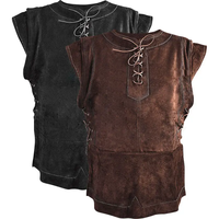 Gilet médiéval punk pour homme, costume de cosplay viking, armure de poitrine pour adulte, tenue LARP en daim, manteau Jerkin pour Halloween