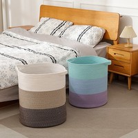 Panier de rangement domestique transfrontalier, panier à linge portable, seau de rangement pour jouets en corde de coton tressée avec poignées, organisateur de bureau