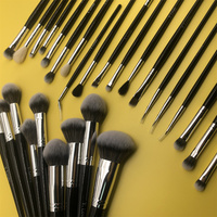 V.Lovely Juego de 16 Brochas de Maquillaje para Polvo, Base, Corrector, Rubor, Sombra de Ojos y Cejas, Color Negro, Herramientas Cosméticas