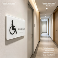 Plaque de porte tactile en acrylique modèle 009 avec symbole de fauteuil roulant et signalisation tactile pour toilettes accessibles, taille personnalisable pour lieux publics - Xiaoyao
