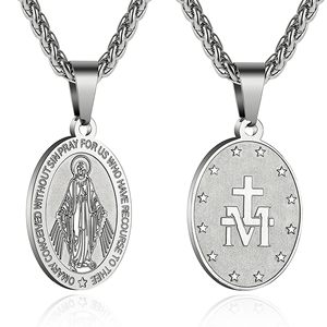 <span class=keywords><strong>Médaille</strong></span> religieuse catholique en métal doré personnalisée en acier inoxydable Saints Miraculous Virgin St Christopher Mary - Product Image 4
