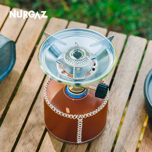 Réchaud à gaz tout-en-un Nurgaz, réchaud de camping portable au butane avec dispositif d'allumage, couleur argent - Product Image 1
